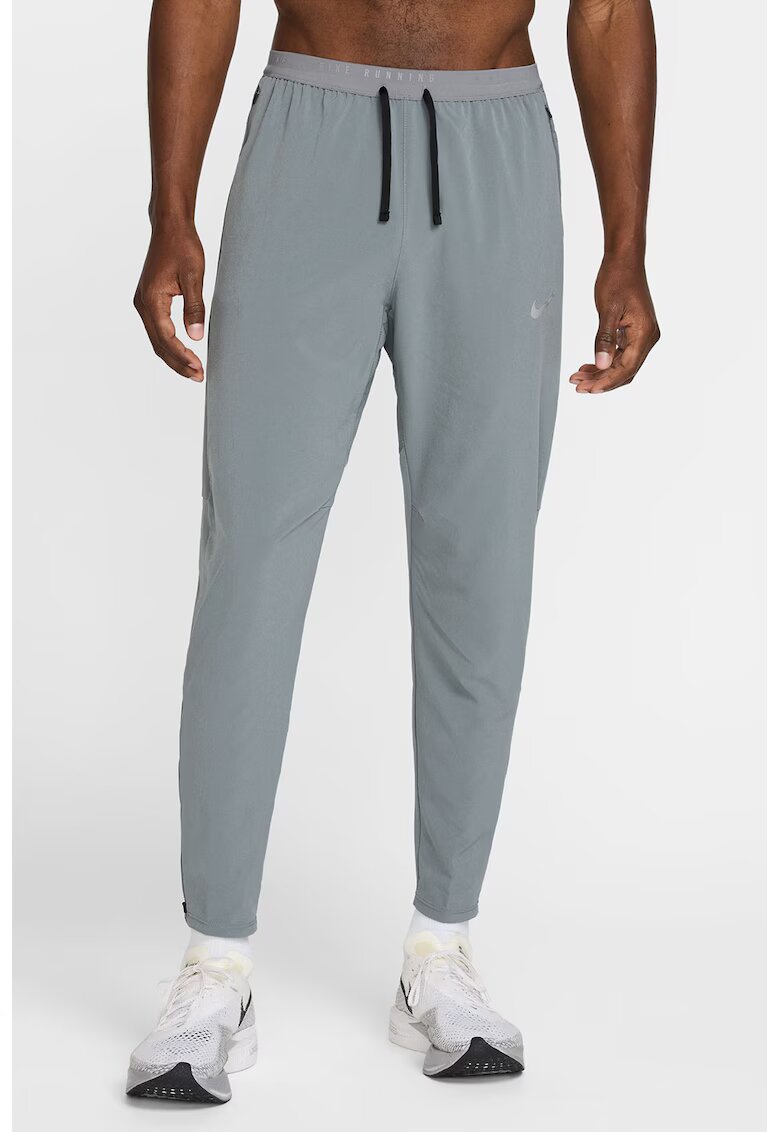 Nike Pantaloni cu snur in talie si tehnologie Dri-fit - pentru alergare - Gri cenusiu