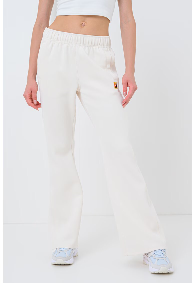 Nike Pantaloni cu talie medie si logo - pentru tenis - Crem