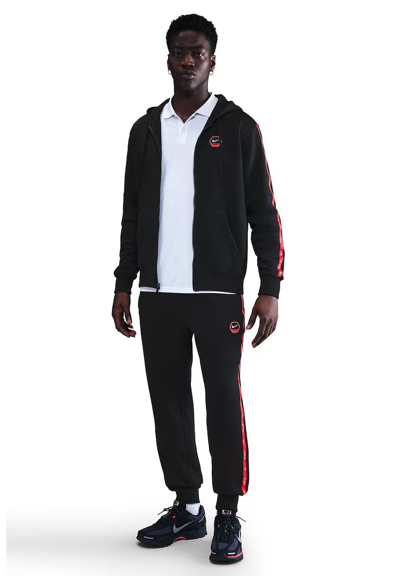 Nike Pantaloni de trening conici cu talie medie - Rosu/Negru