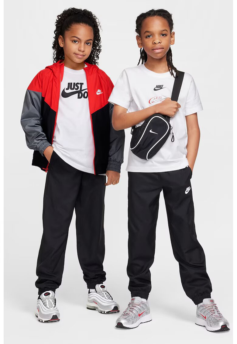 Nike Pantaloni de trening cu logo si model unisex - Alb/Negru