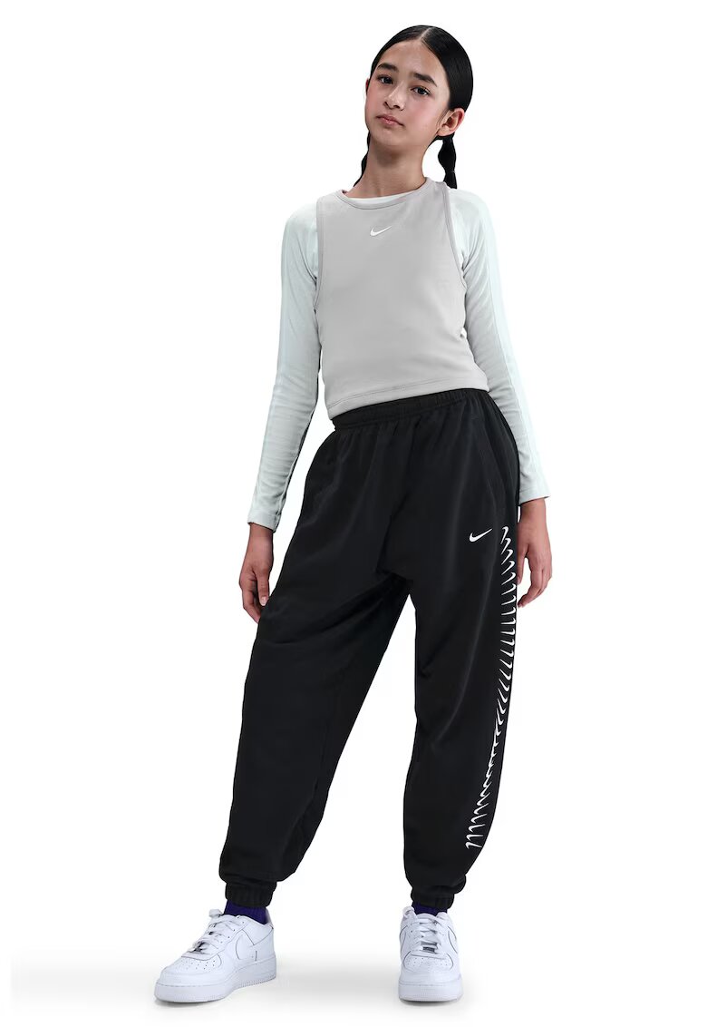 Nike Pantaloni de trening cu model monograma lateral - Alb/Negru