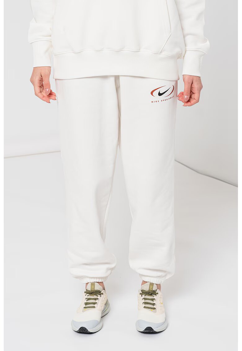 Nike Pantaloni de trening relaxed fit cu snur de ajustare - Alb
