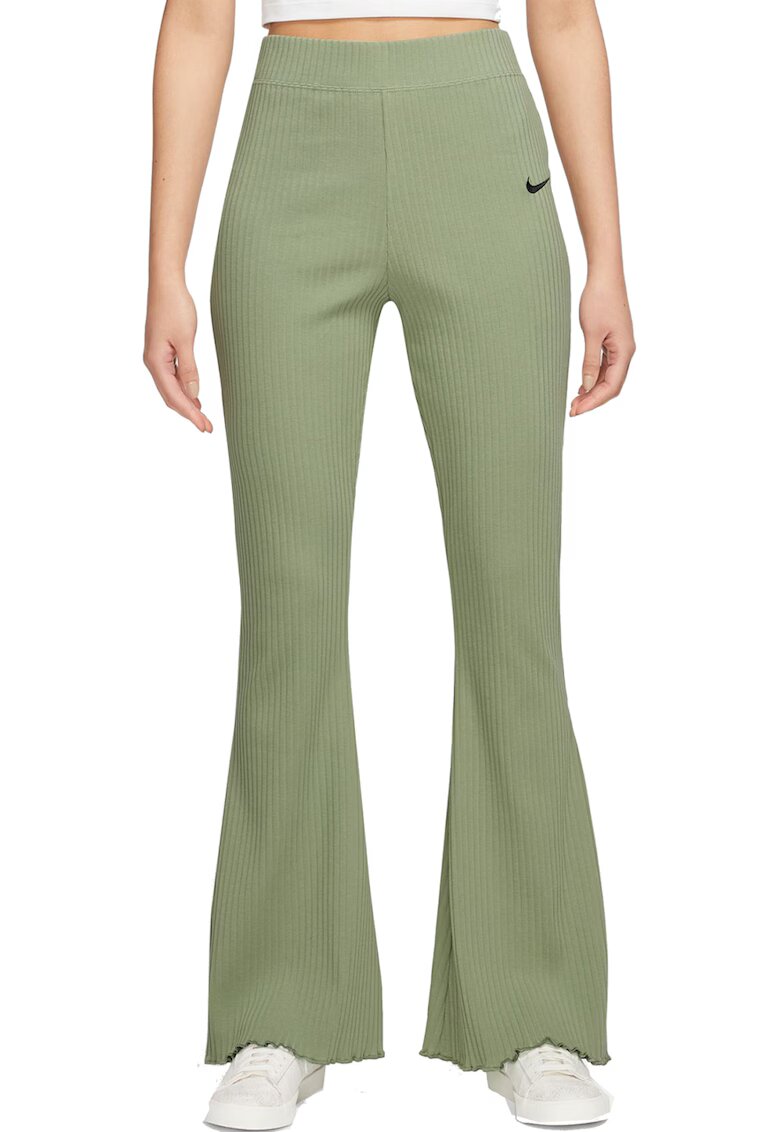 Nike Pantaloni evazati cu aspect striat - Verde feriga
