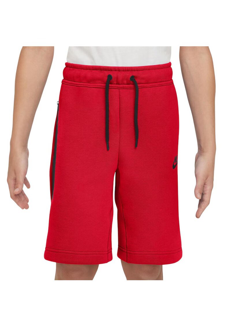 Nike Pantaloni scurti copii Tech Fleece - regular fit - buzunar cu fermoar - rosu - bumbac/poliester