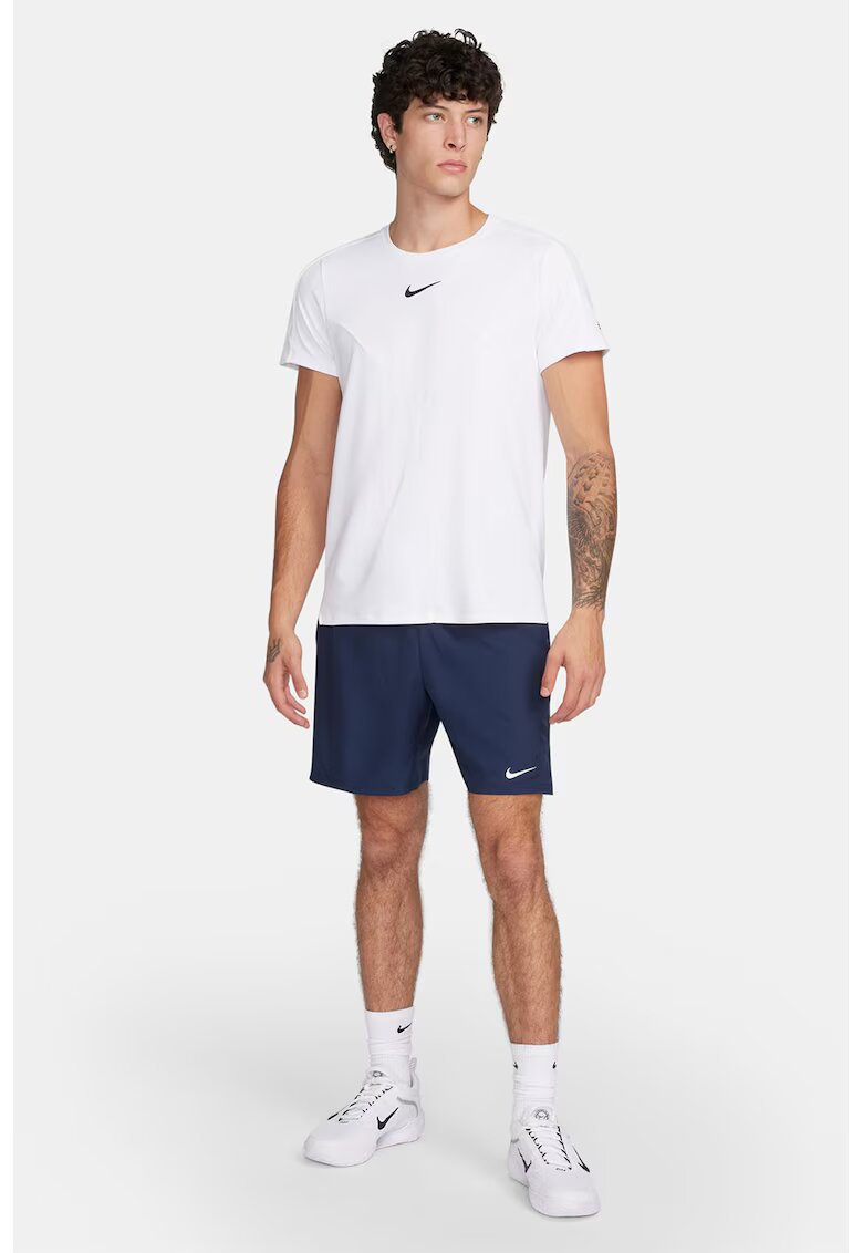 Nike Pantaloni scurti cu tehnologie Dri Fit pentru tenis Court Victory - Alb/Bleumarin