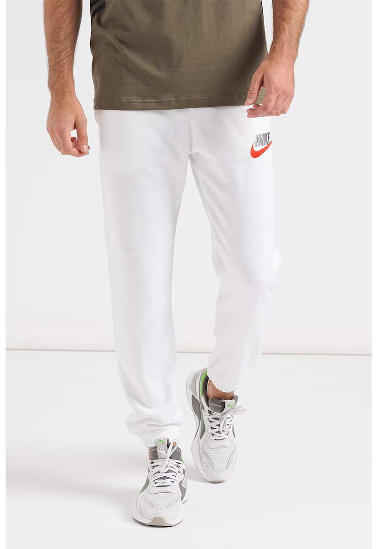 Nike Pantaloni sport din amestec de bumbac cu broderie logo - Alb