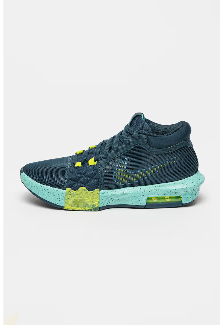 Nike Pantofi cu brant moale - pentru baschet LeBron Witness VIII - Bleumarin/Verde menta