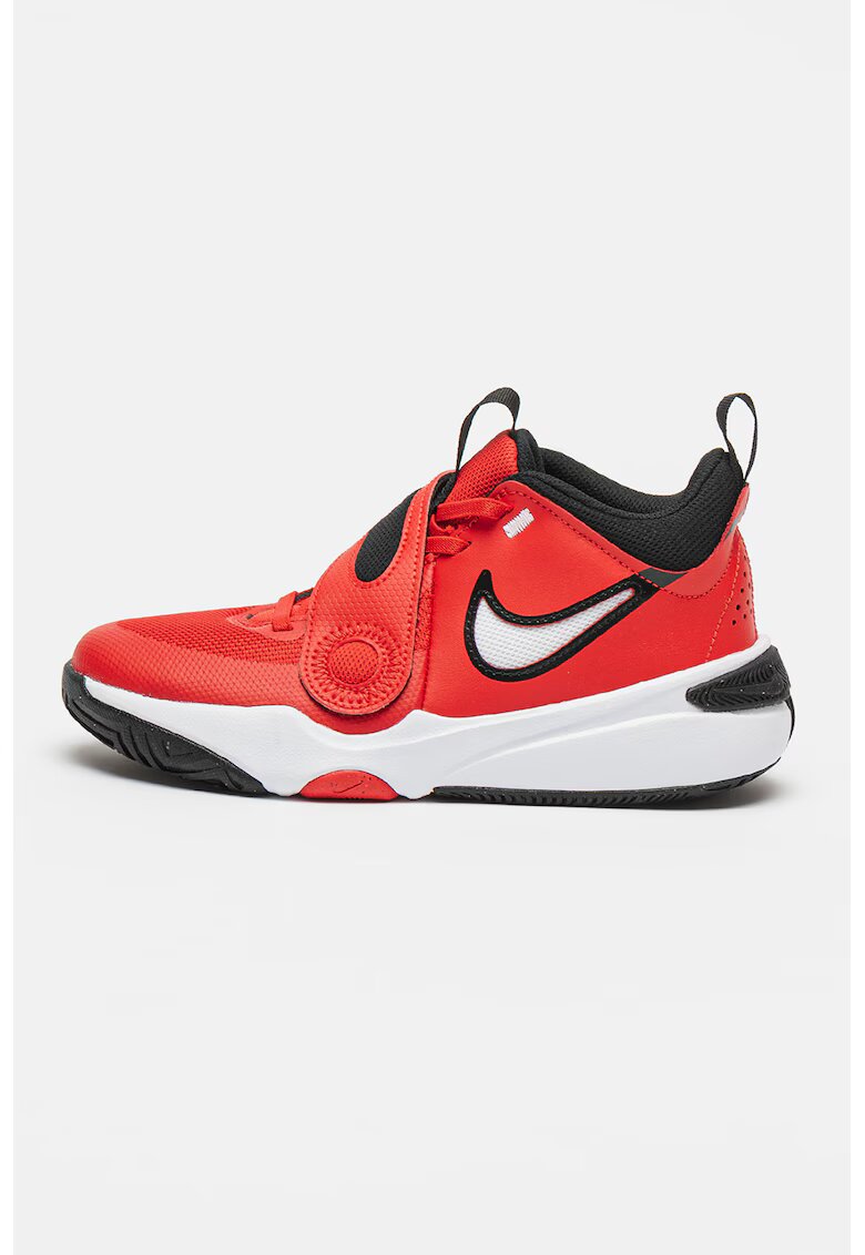 Nike Pantofi cu garnituri din piele pentru baschet Team Hustle - Rosu/Negru