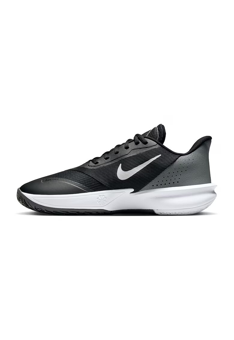 Nike Pantofi din material textil pentru baschet Precision 7 - Alb/Negru/Gri cenusiu