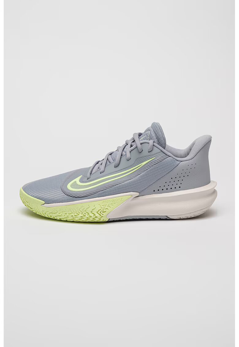 Nike Pantofi low-cut pentru baschet Precision VII - Gri cenusiu/Verde lime