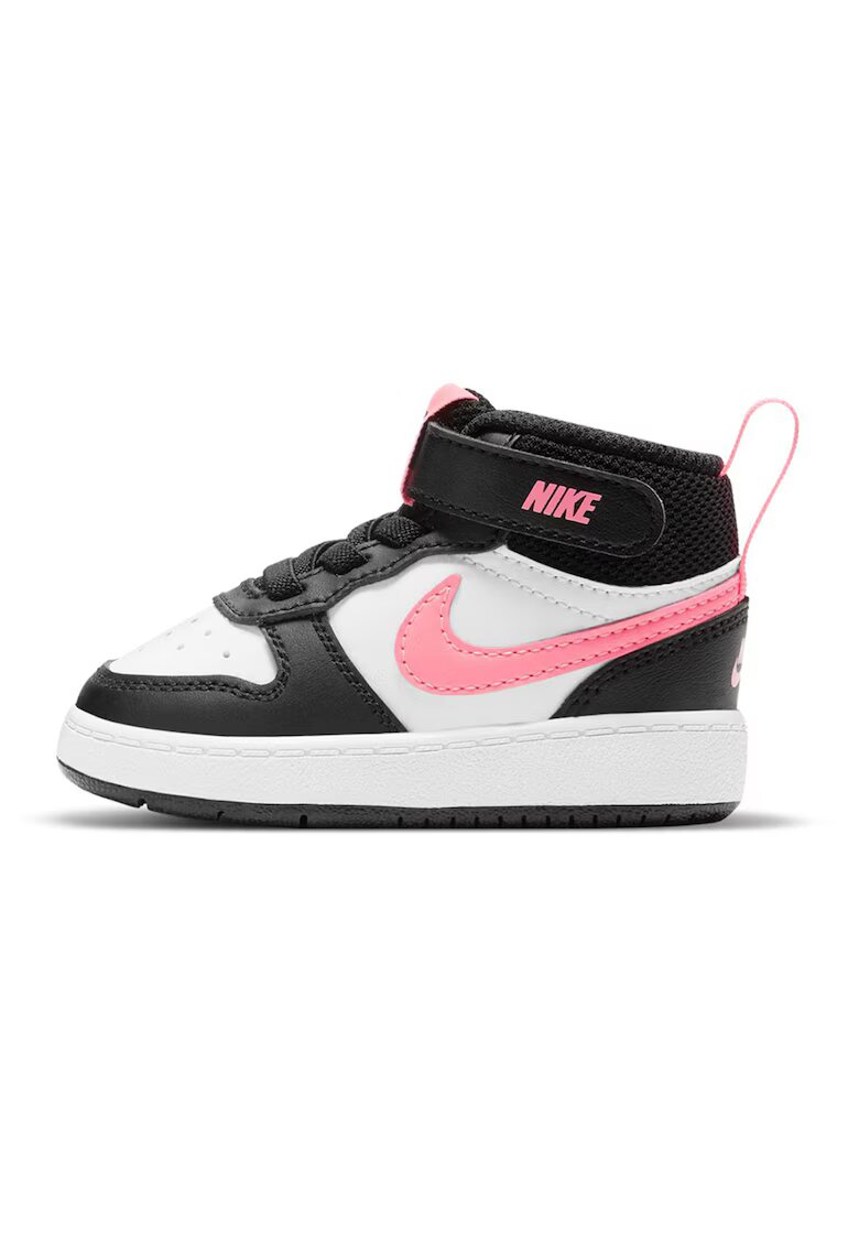 Nike Pantofi sport Court Borough Mid 2 din piele si material textil cu logo - Alb/Negru