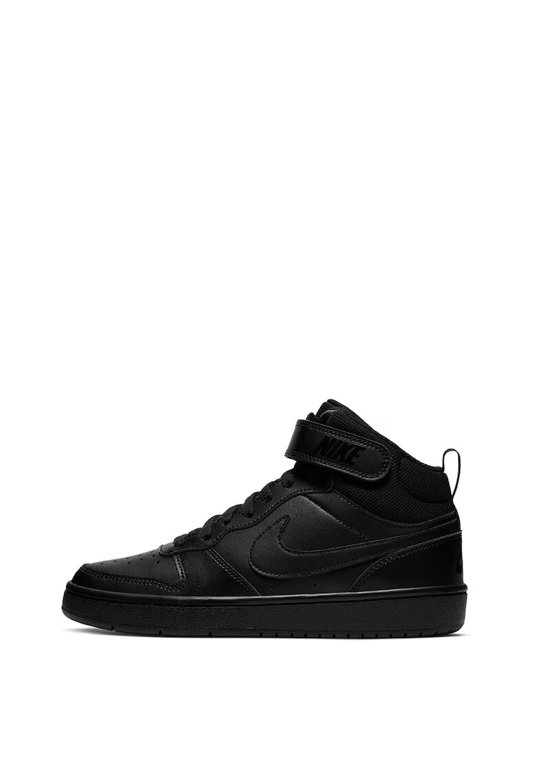 Nike Pantofi sport Court Borough Mid 2 din piele si material textil cu logo - Negru