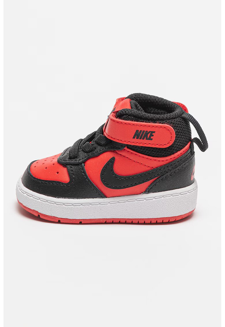 Nike Pantofi sport Court Borough Mid 2 din piele si material textil cu logo - Rosu/Negru