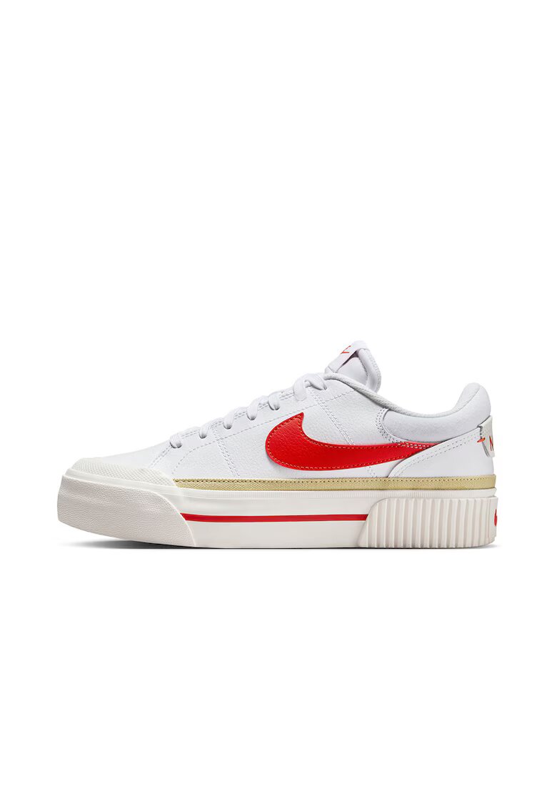 Nike Pantofi sport Court Legacy din piele si piele ecologica - Alb/Rosu vermillion