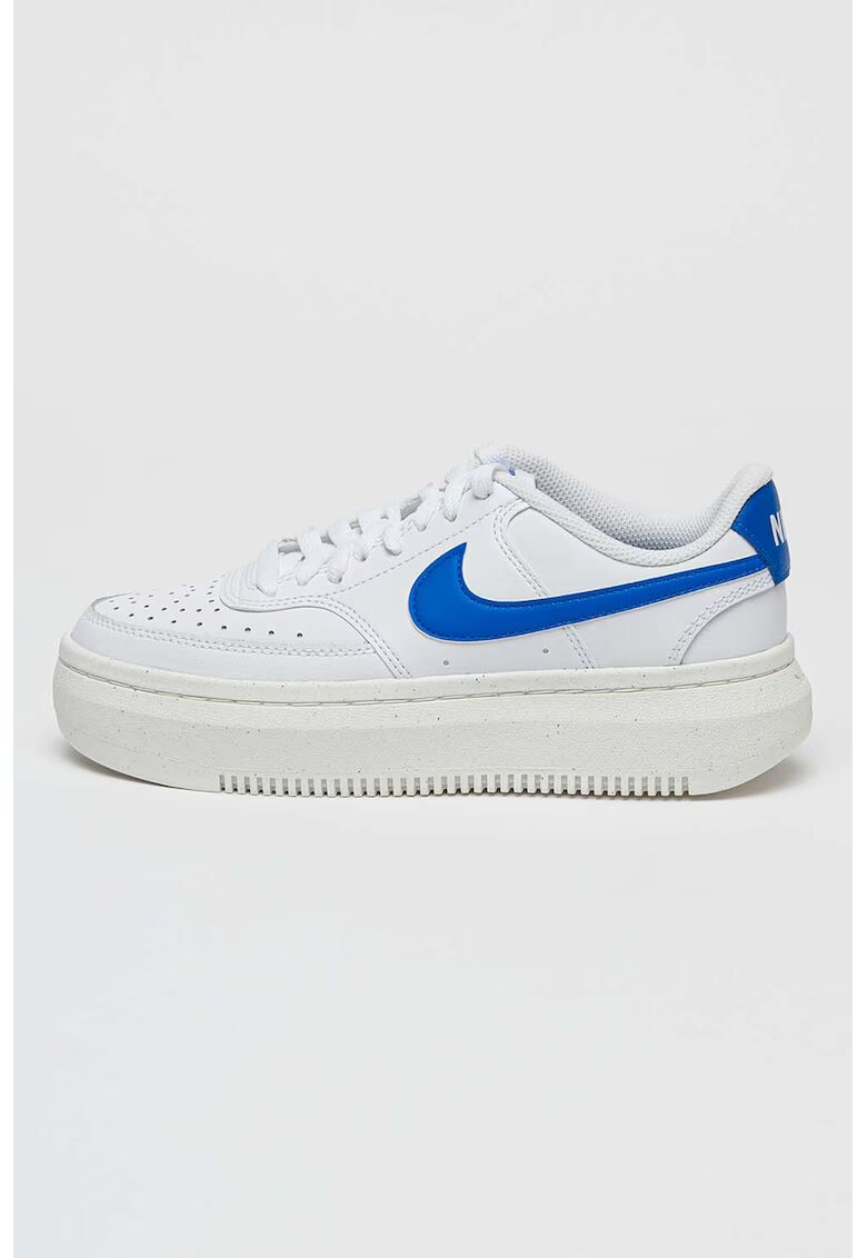 Nike Pantofi sport Court Vision Alta din piele si piele ecologica - Albastru lavanda/Alb murdar