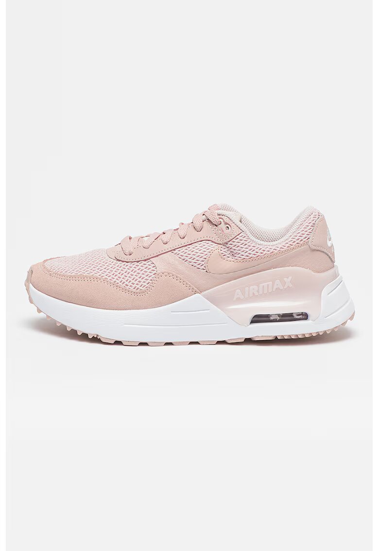 Nike Pantofi sport cu garnituri de plasa si piele intoarsa Air Max Systm - Roz pastel/Roz prafuit