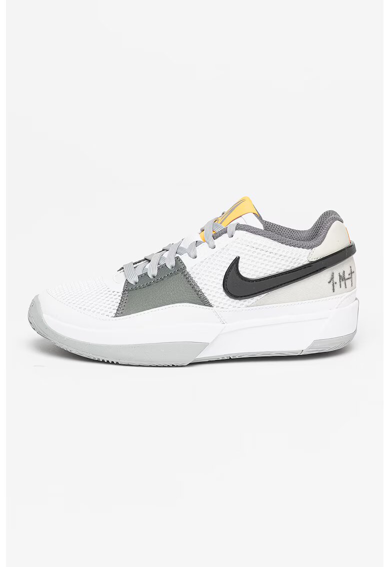 Nike Pantofi sport cu insertii de plasa pentru baschet - Alb/Negru/Gri inchis