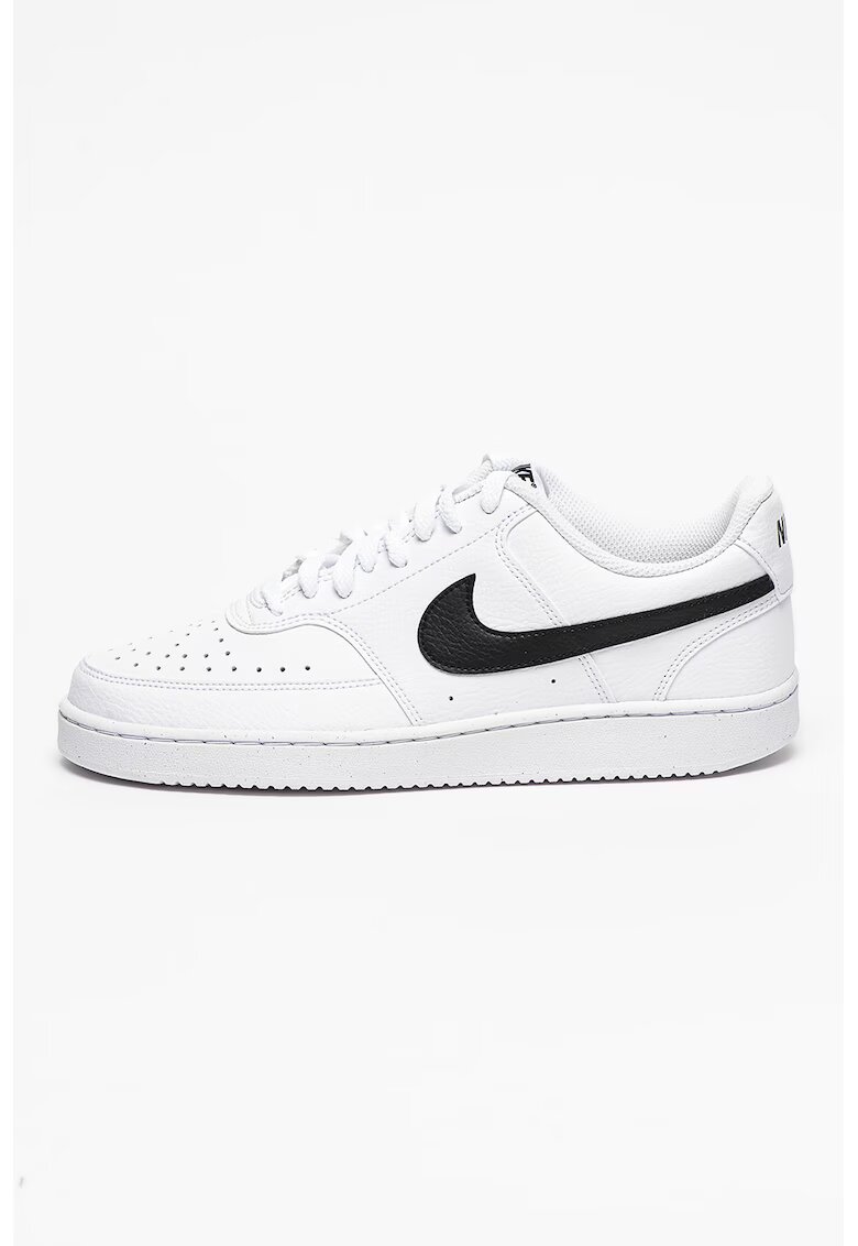 Nike Pantofi sport de piele ecologica Court Vision Low Next Nature - Alb/Negru