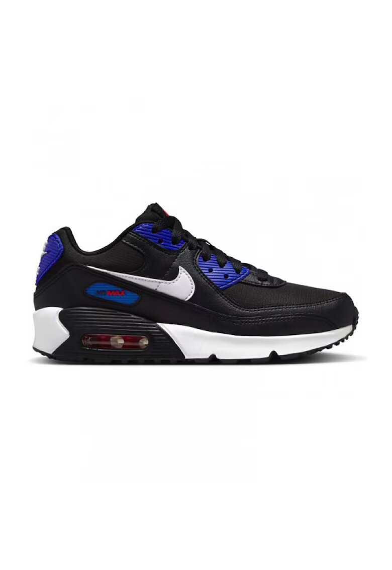 Nike Pantofi sport de piele ecologica si material textil Air Max 90 - Negru/Albastru royal