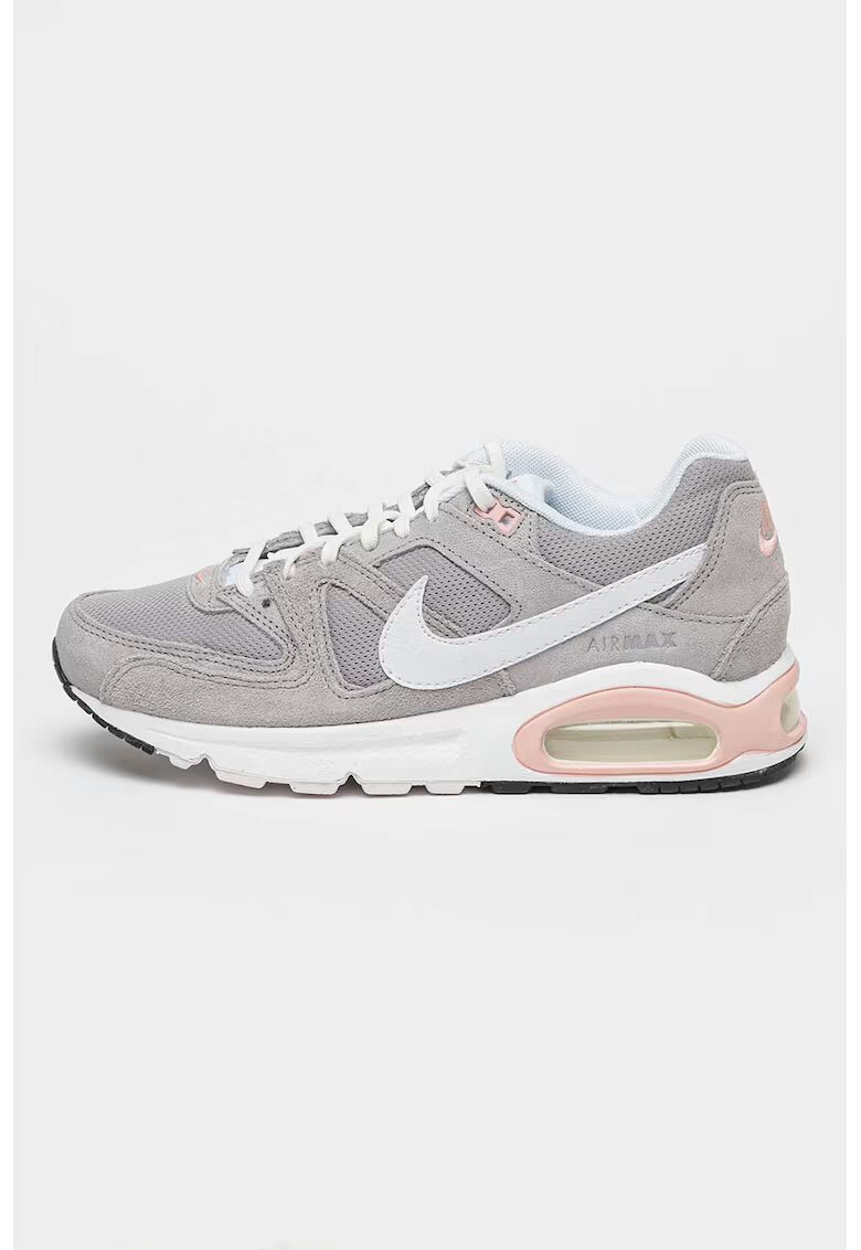 Nike Pantofi sport de plasa cu garnituri de piele intoarsa Air Max Command - Gri deschis/Alb optic/Roz prafuit