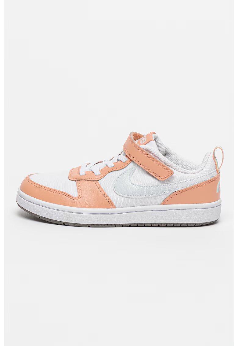 Nike Pantofi sport din piele cu insertii din material textil Court Brough Low 2 - Alb/Coral