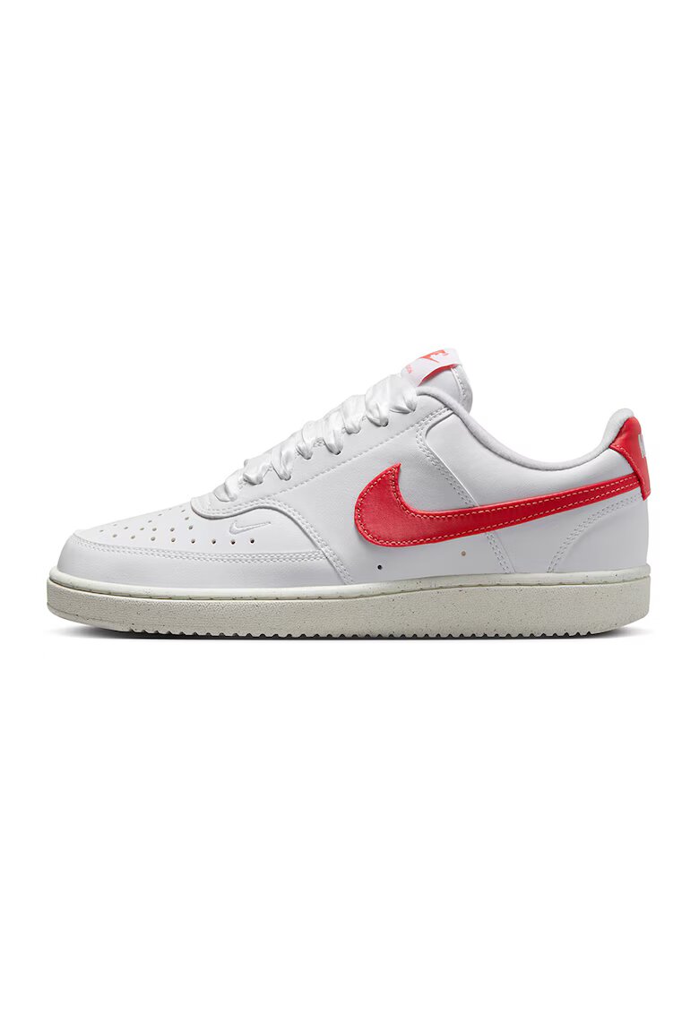 Nike Pantofi sport din piele ecologica cu logo - Alb/Coral