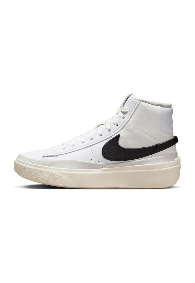 Nike Pantofi sport din piele si piele ecologica Blazer Revenant - Alb/Negru/Crem