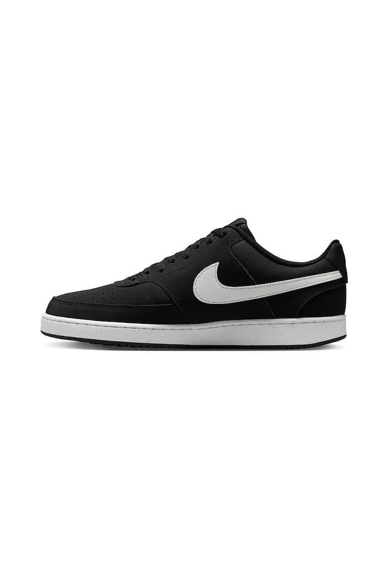 Nike Pantofi sport din piele si piele ecologica Court Vision - Negru