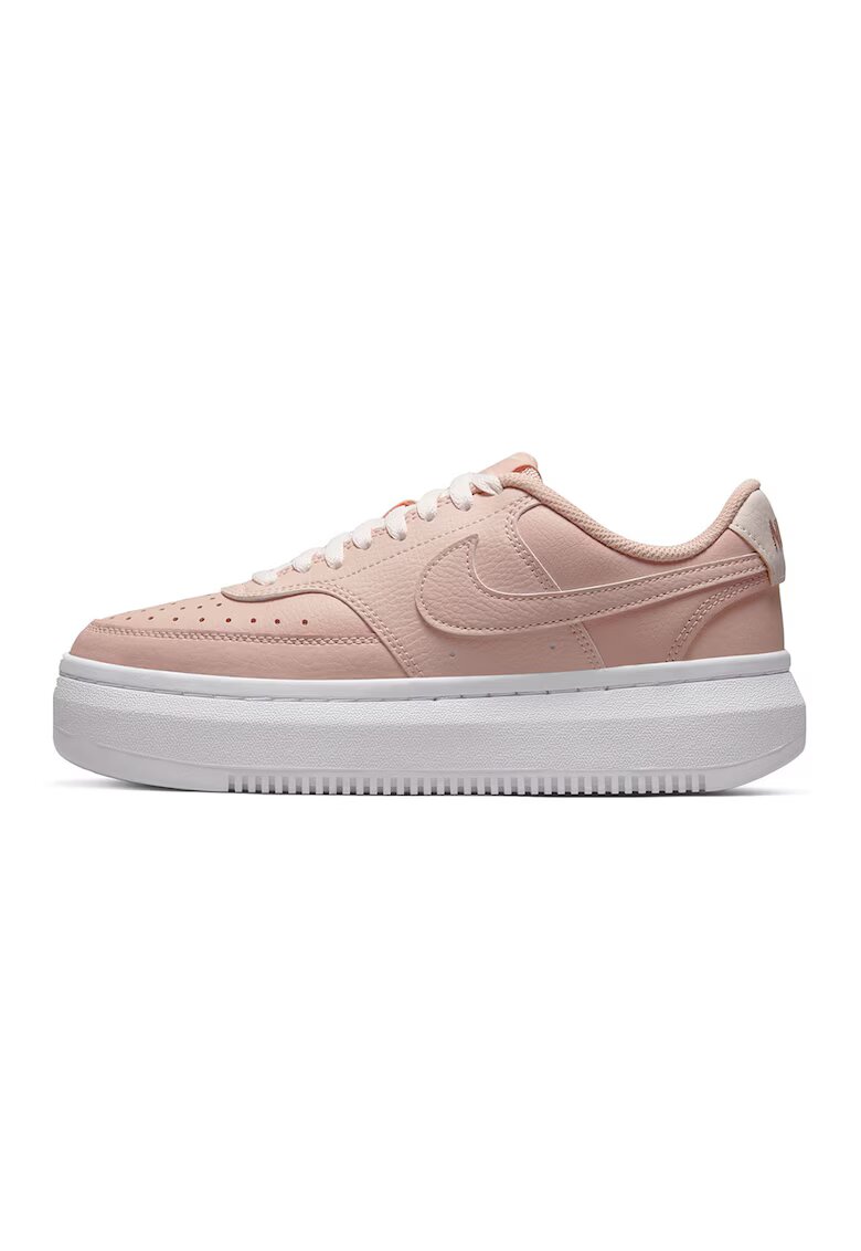 Nike Pantofi sport flatform Court Vision Alta din piele si piele ecologica - Roz somon