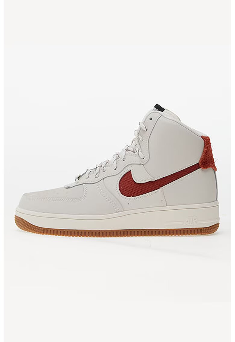 Nike Pantofi sport inalti din piele cu insertii din material textil Air Force Sculpt Wild - Alb/Caramiziu