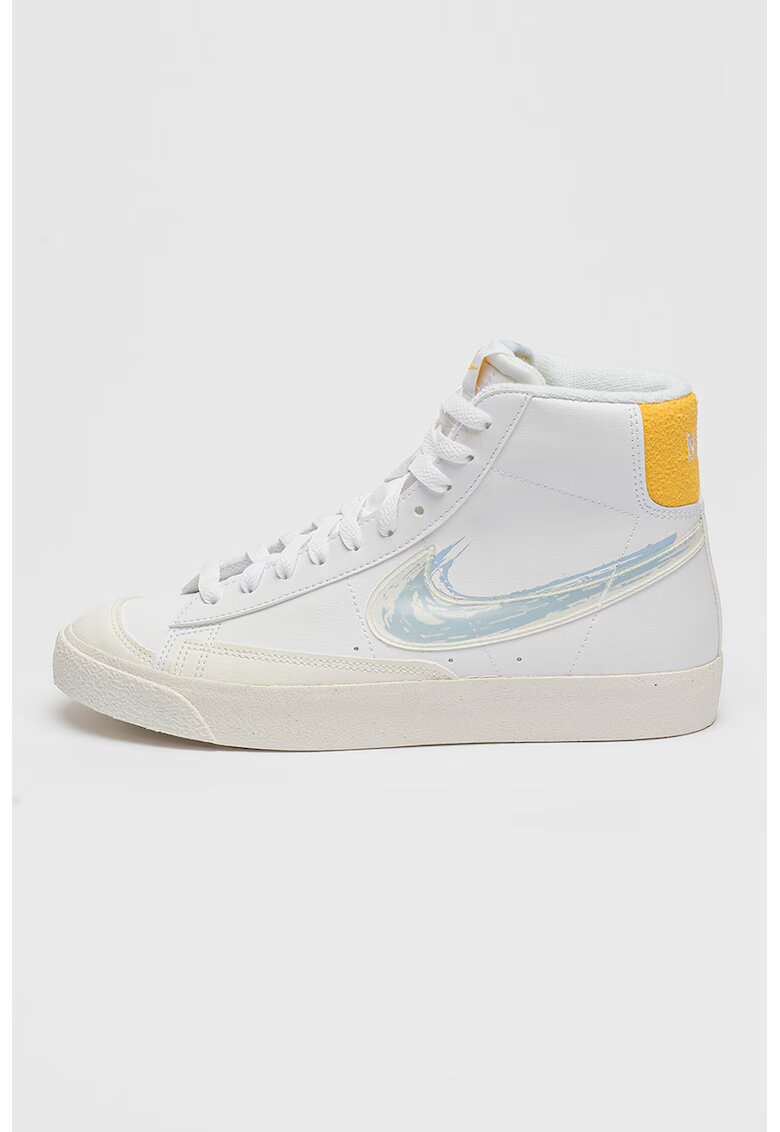 Nike Pantofi sport inalti din piele ecologica Blazer Mid '77 - Alb/Galben