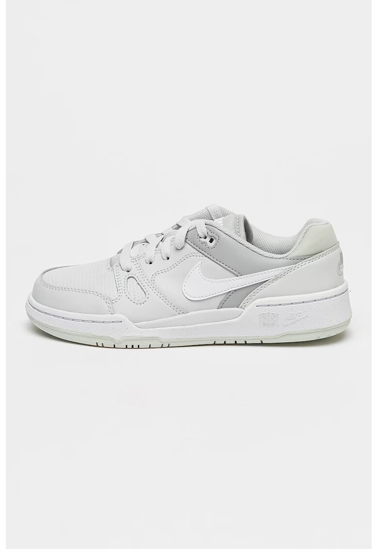 Nike Pantofi sport low-cut din piele si piele ecologica Full Force - Gri deschis/Alb optic