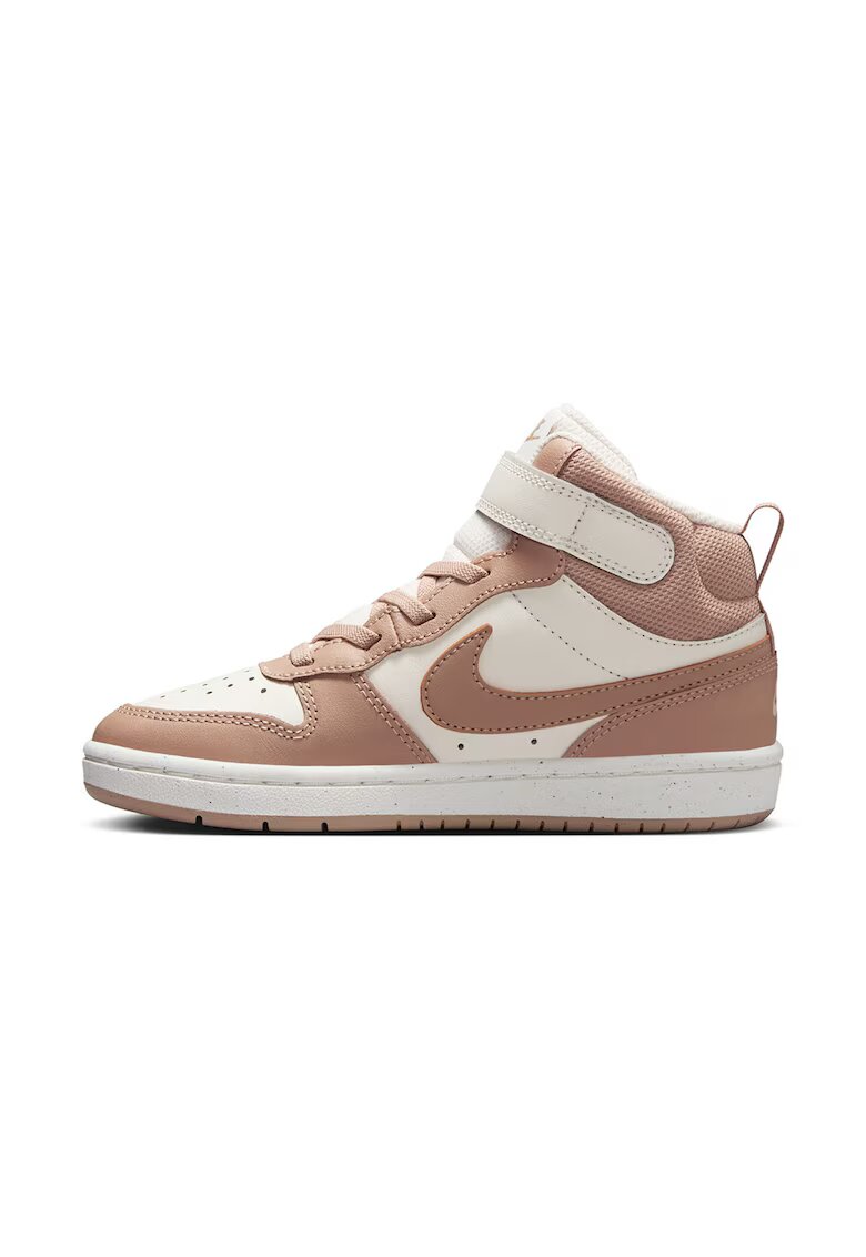 Nike Pantofi sport mid-high Court Borough 2 din piele cu garnituri din material textil - Alb fildes/Maro deschis