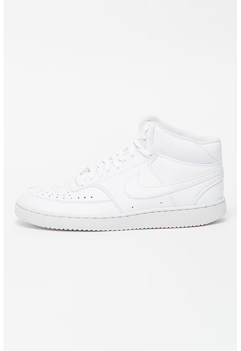 Nike Pantofi sport mid-high cu insertii de piele Court Vision - Alb