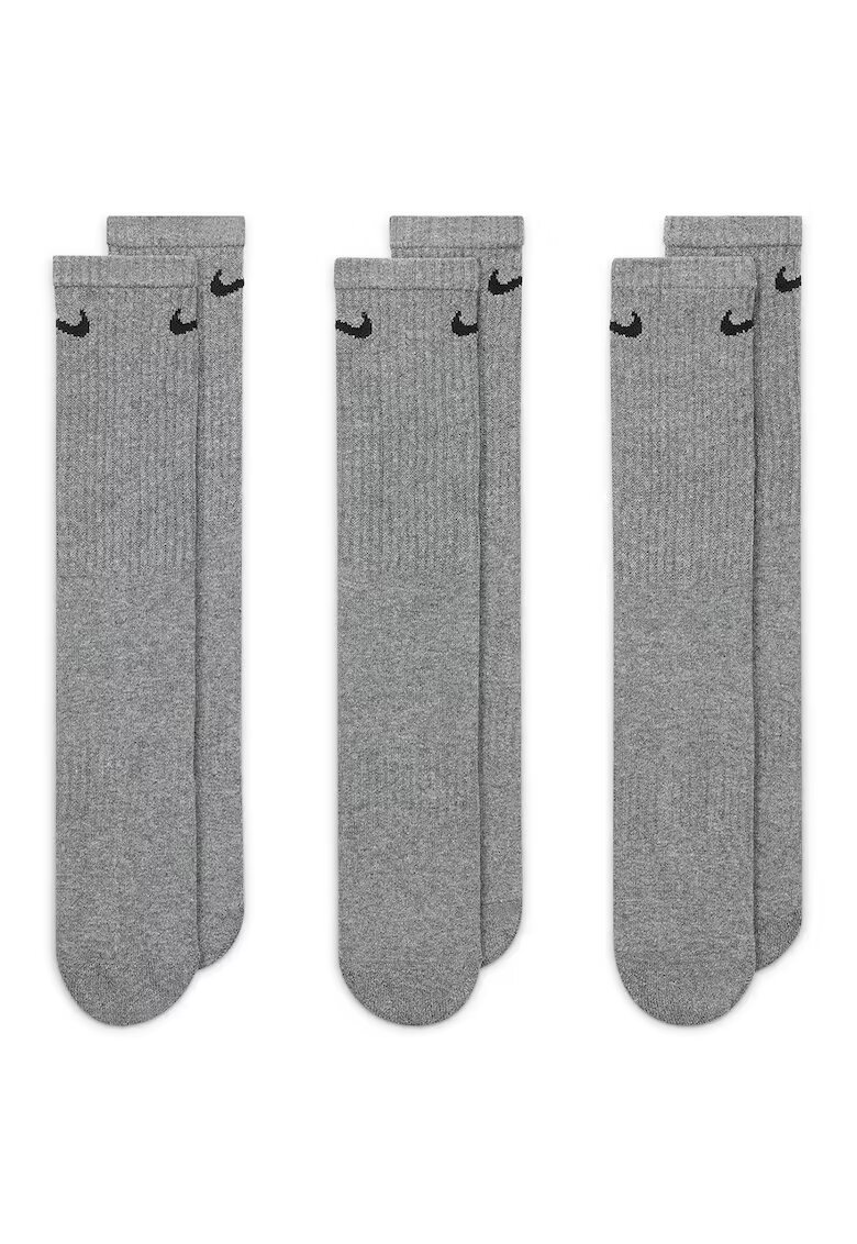 Nike Set de 3 perechi de sosete unisex pentru antrenament Everyday Cushion Dri-Fit - Negru/Gri melange