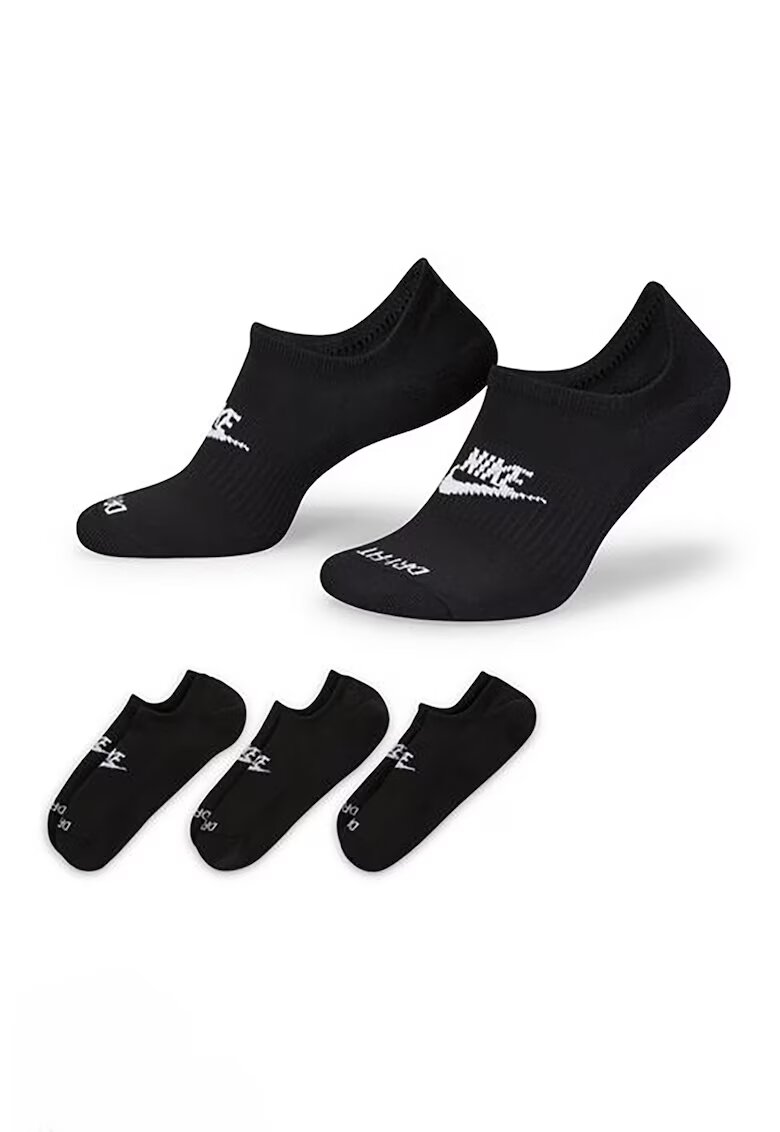 Nike Set de sosete foarte scurte unisex cu tehnologie Dri-Fit Everyday Plus Cushioned - 3 perechi - Alb/Negru