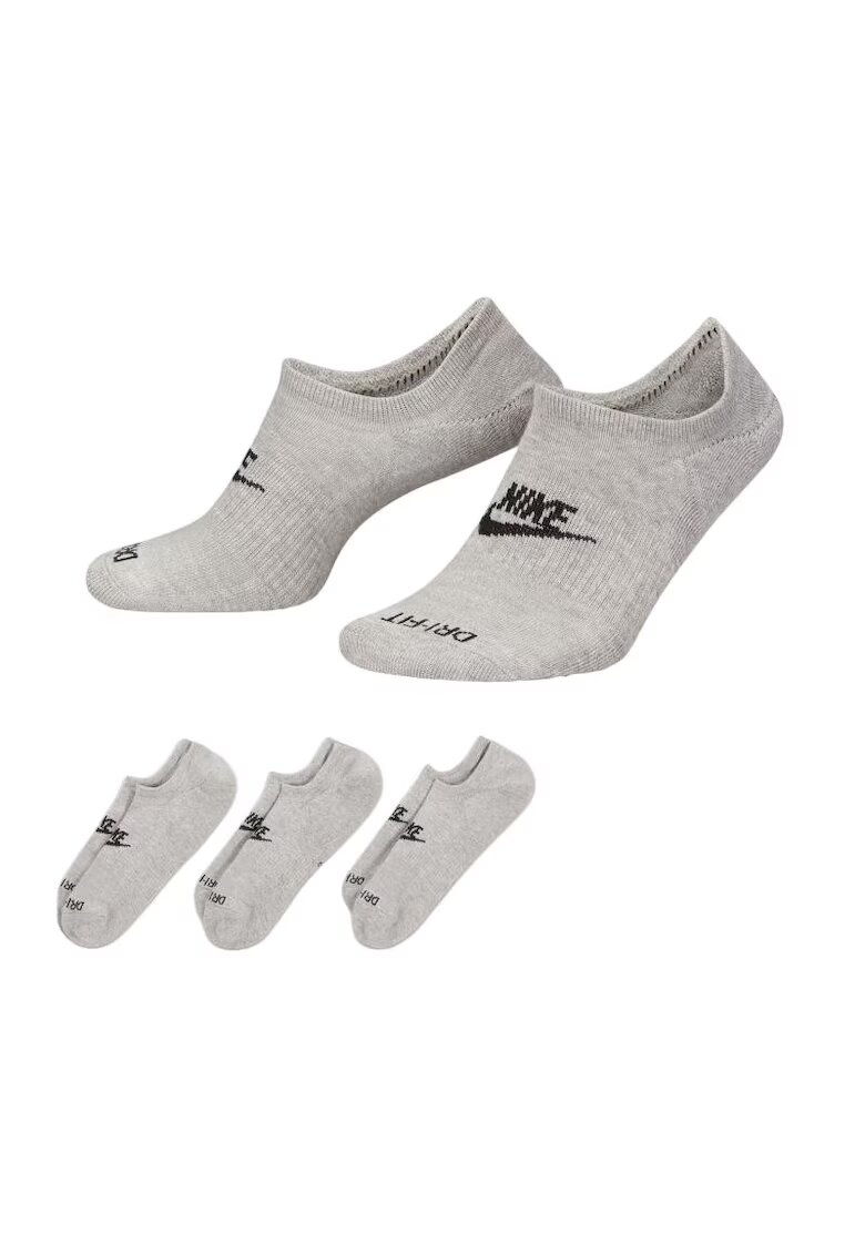 Nike Set de sosete foarte scurte unisex cu tehnologie Dri-Fit Everyday Plus Cushioned - 3 perechi - Gri