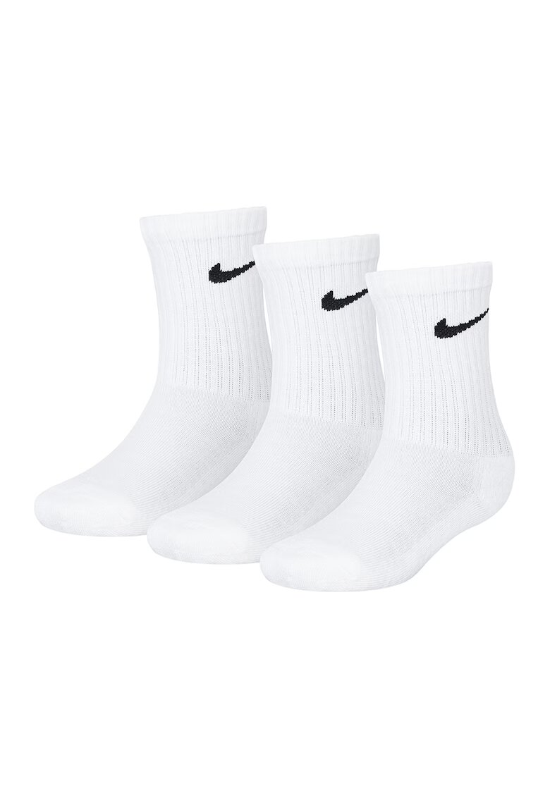 Nike Set de sosete lungi cu detaliu logo - 3 perechi - Alb