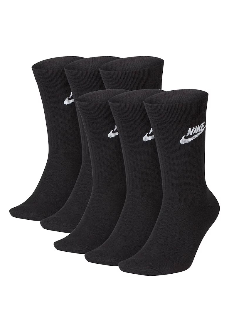Nike Set de sosete lungi unisex cu imprimeu logo Everyday - 6 perechi - Negru