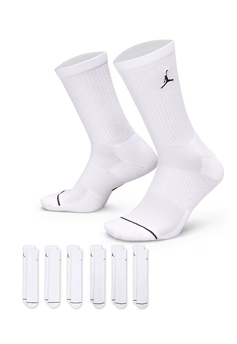 Nike Set de sosete lungi unisex cu logo - pentru baschet - 6 perechi - Alb