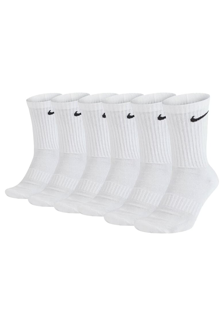 Nike Set de sosete lungi unisex cu model monograma - 6 perechi - Alb