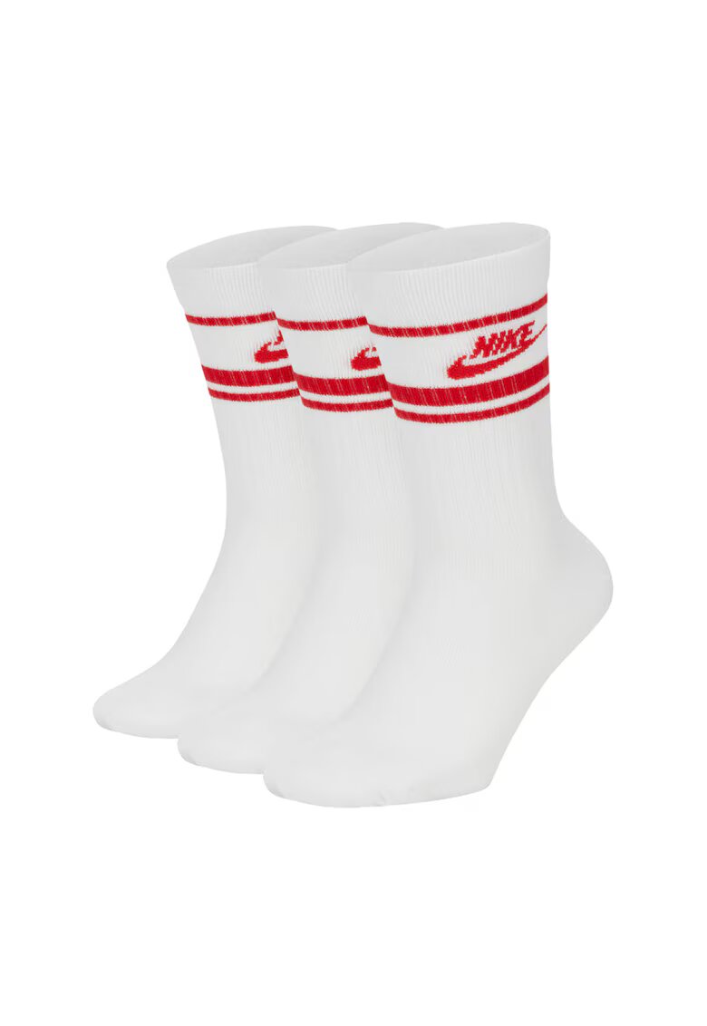 Nike Set de sosete lungi unisex Everyday Essential - 3 perechi - Rosu/Alb