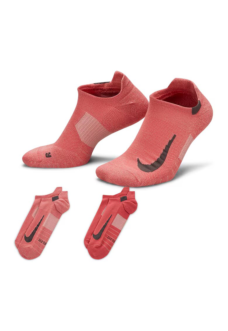 Nike Set de sosete unisex pana la glezna pentru alergare Multiplier -2 perechi - Caramiziu