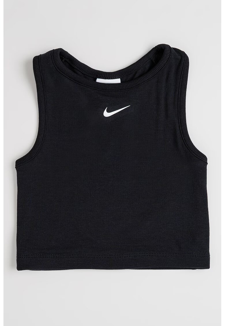 Nike Top crop cu logo - Negru