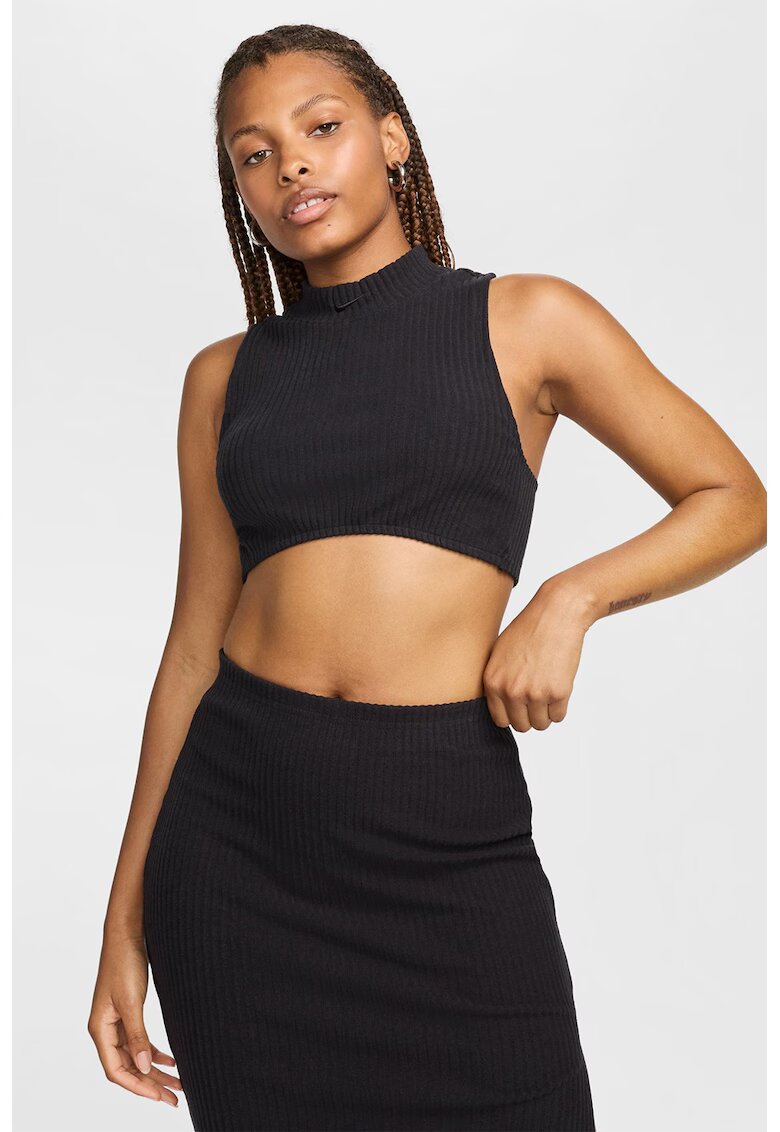 Nike Top crop cu spate decupat - Negru