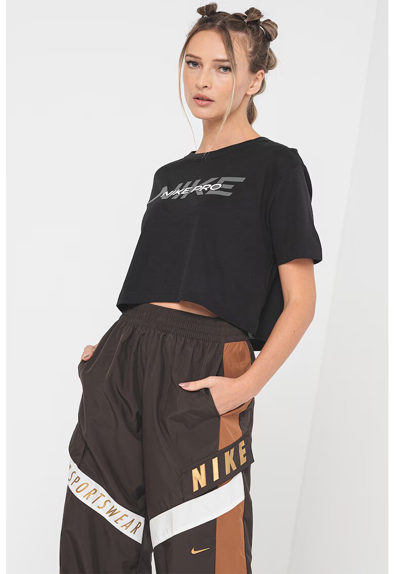 Nike Top crop din amestec de bumbac - Negru