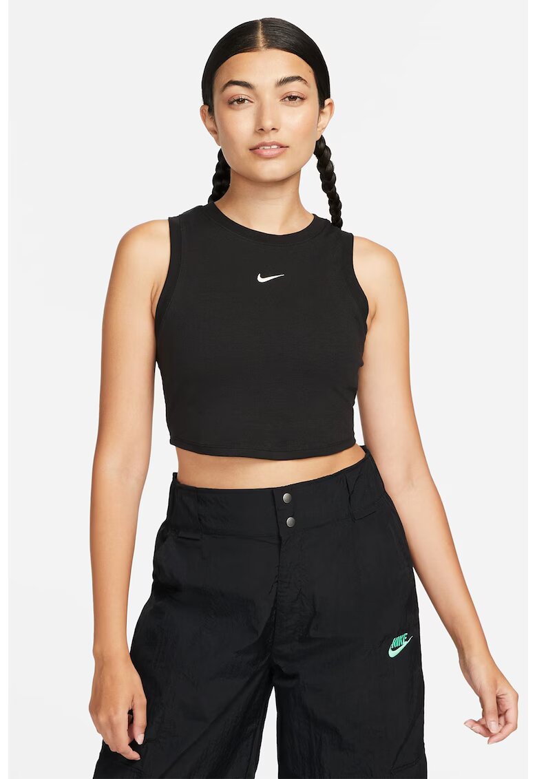 Nike Top crop din amestec de lyocell cu detaliu logo - Negru