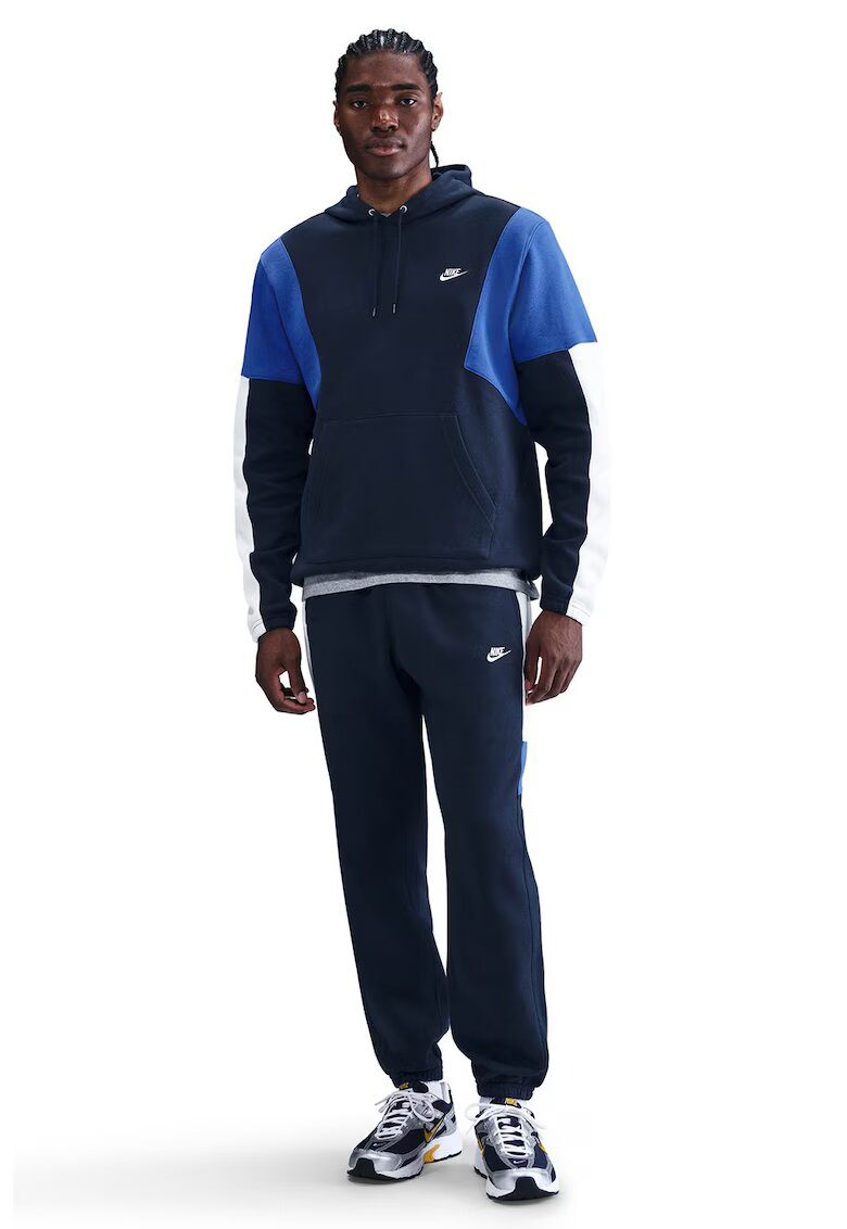 Nike Trening din material fleece cu model colorblock Club - Alb/Albastru/Bleumarin