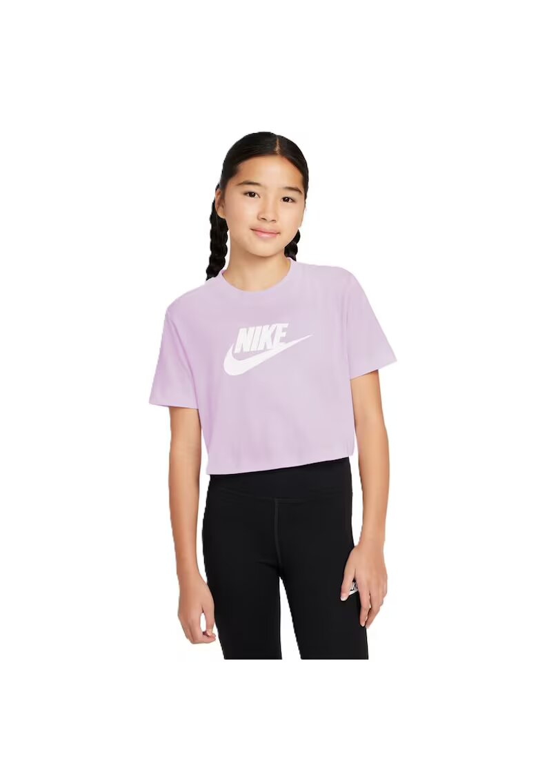 Nike Tricou crop cu decolteu la baza gatului - Mov