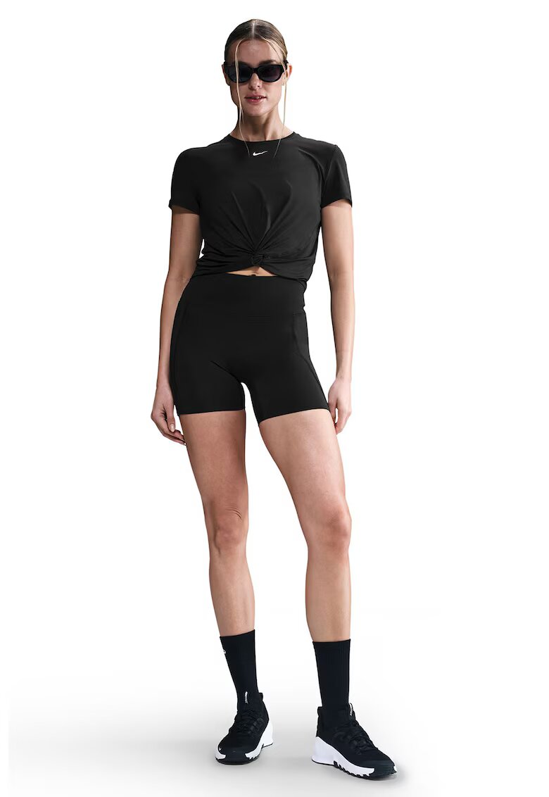 Nike Tricou crop cu model rascuti pe partea din fata - Negru
